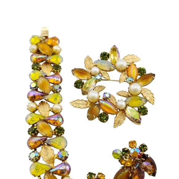 Stunning Signed Kramer Of Ny Molded Glass Parure (A7915) - Picture 5 of 11